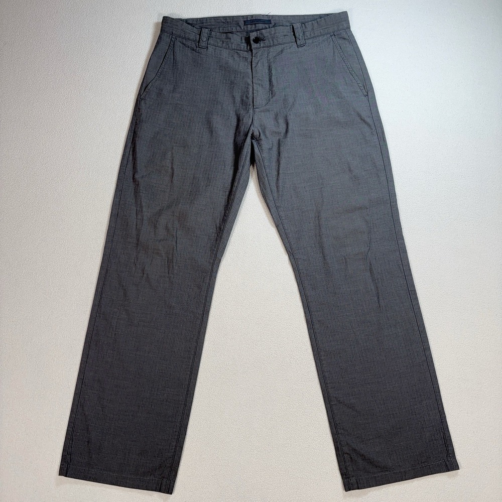 John Varvatos Chino Pants Men's 34x29 / 50 Gray Stripe Cotton Flap Pocket 102515